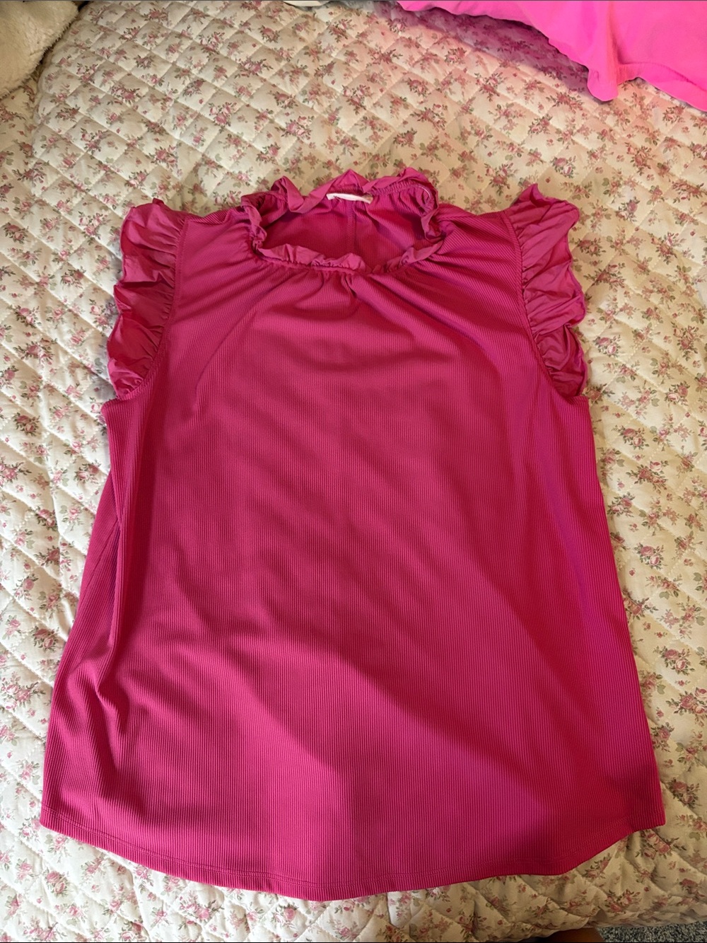 Ces Femme Fuchsia Ruffle Sleeve Blouse